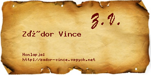 Zádor Vince névjegykártya